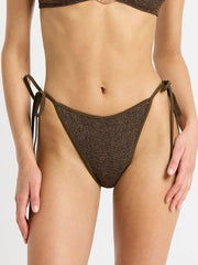 Bond-eye Anisha Brief Tie Side Bottom In Cocoa Lurex, view 1, click to see full size