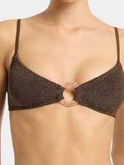 Bond-eye Ring Lissio Crop Top In Cocoa Lurex, view 5, click to see full size