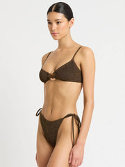 Bond-eye Ring Lissio Crop Top In Cocoa Lurex, view 3, click to see full size