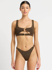 Bond-eye Ring Sasha Crop Top In Cocoa Lurex, view 4, click to see full size