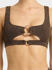 Bond-eye Ring Sasha Crop Top In Cocoa Lurex, view 5, click to see full size