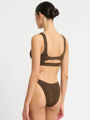 Bond-eye Ring Sasha Crop Top In Cocoa Lurex, view 2, click to see full size