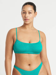 Bond-eye Shimmer Strap Saint Crop in Turquoise, view 1, click to see full size