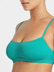 Bond-eye Shimmer Strap Saint Crop in Turquoise, view 4, click to see full size