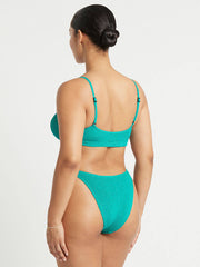 Bond-eye Shimmer Strap Saint Crop in Turquoise, view 2, click to see full size