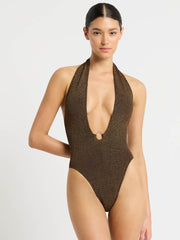 Bond-eye Tatiana One Piece In Cocoa Lurex, view 1, click to see full size