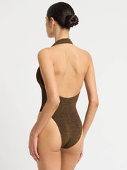 Bond-eye Tatiana One Piece In Cocoa Lurex, view 2, click to see full size