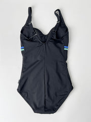 Banded Ruched One Piece In Black/Mint, view 2, click to see full size