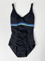 Banded Ruched One Piece In Black/Mint, view 1, click to see full size