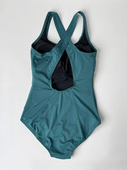 Crossover Back One Piece In Spruce, view 2, click to see full size