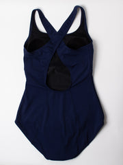 Finz Crossover Back One Piece in Navy, view 2, click to see full size