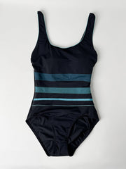 Lady Gradient Splice One Piece In Black/Spruce, view 1, click to see full size