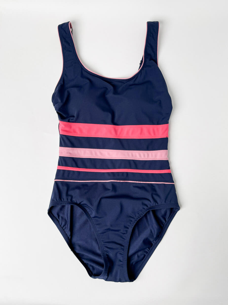 Lady Gradient Splice One Piece In Navy/Pink
