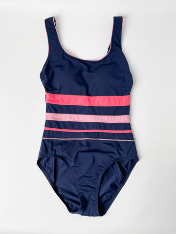Lady Gradient Splice One Piece In Navy/Pink