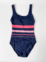 Lady Gradient Splice One Piece In Navy/Pink, view 1, click to see full size