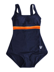 Finz Horizontal Splice One Piece In Navy/Orange, view 1, click to see full size