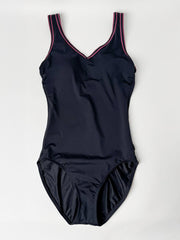 V Neck V Back Tank Long In Black/Raspberry, view 1, click to see full size