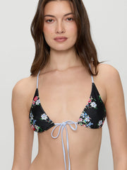 Frankies Bikinis June Satin Top in Bouquet, view 1, click to see full size