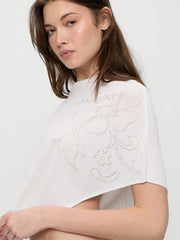 Scout Knit Poncho in White Hibiscus, view 4, click to see full size