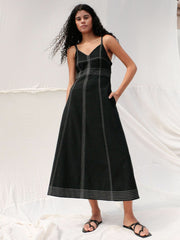 Handloom Eva Maxi Dress In Black, view 1, click to see full size