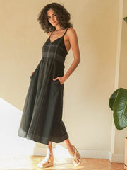 Handloom Eva Maxi Dress In Black, view 3, click to see full size