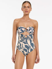 Jets Sereno Cut Out Bandeau One Piece in Steel Blue, view 1, click to see full size