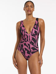 Jets Sereno Plunge One Piece in Mauve, view 1, click to see full size