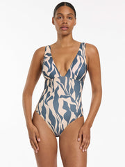Jets Sereno Plunge One Piece in Steel Blue, view 1, click to see full size