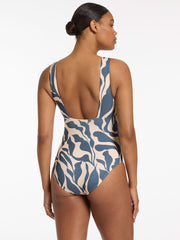 Jets Sereno Plunge One Piece in Steel Blue, view 2, click to see full size