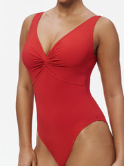 Karla Colletto One Piece Underwire Knot Twist In Cherry, view 3, click to see full size
