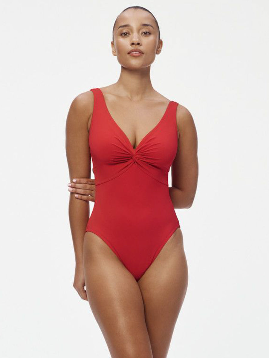 Karla Colletto One Piece Underwire Knot Twist In Cherry