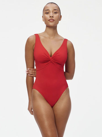 Karla Colletto One Piece Underwire Knot Twist In Cherry