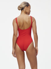 Karla Colletto One Piece Underwire Knot Twist In Cherry, view 2, click to see full size
