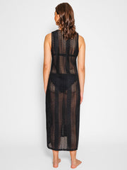 Amalfi Midi Dress in Black, view 2, click to see full size