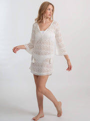 Koy Resort Flamenco Tunic In Cream, view 1, click to see full size