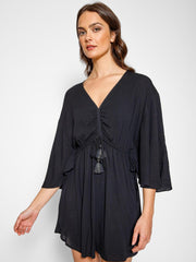 Miami Cinch Front Kaftan in Black, view 4, click to see full size