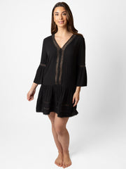 Koy Resort Miami Luxe Drop Waist Tunic In Black, view 1, click to see full size
