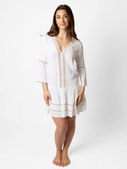 Koy Resort Miami Luxe Drop Waist Tunic In White, view 1, click to see full size