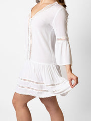 Koy Resort Miami Luxe Drop Waist Tunic In White, view 3, click to see full size