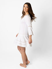 Koy Resort Miami Luxe Drop Waist Tunic In White, view 2, click to see full size