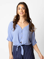Koy Resort Miami Front Tie Top In Bahama Blue, view 1, click to see full size