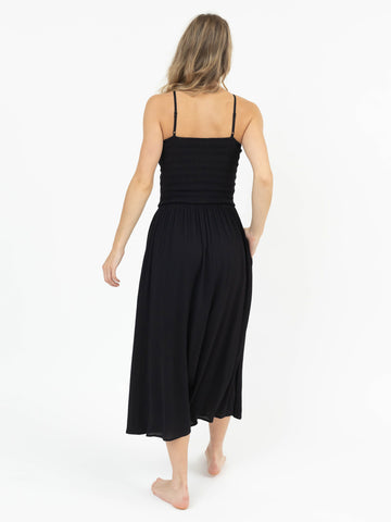 Miami Luxe Hi Neck Midi Dress in Black