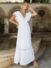 Koy Resort Miami Ruffle Sleeve Maxi Dress In White, view 1, click to see full size
