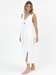 Koy Resort Miami Midi Cutout Dress in White, view 3, click to see full size
