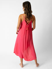 Koy Resort Miami Midi Side Slit Dress in Guava, view 2, click to see full size