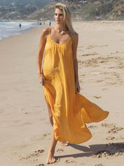 Koy Resort Miami Midi Side Slit Dress In Mango, view 1, click to see full size