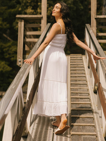 Koy Resort Miami Luxe Smocked Tiered Dress in White