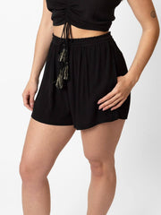 Koy Resort Miami Tie Front Short In Black, view 1, click to see full size