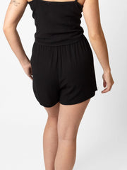 Koy Resort Miami Tie Front Short In Black, view 2, click to see full size