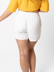 Koy Resort Miami Tie Front Short In White, view 2, click to see full size